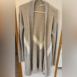 Maurices Tan and Cream Ribbed Knit Cardigan
